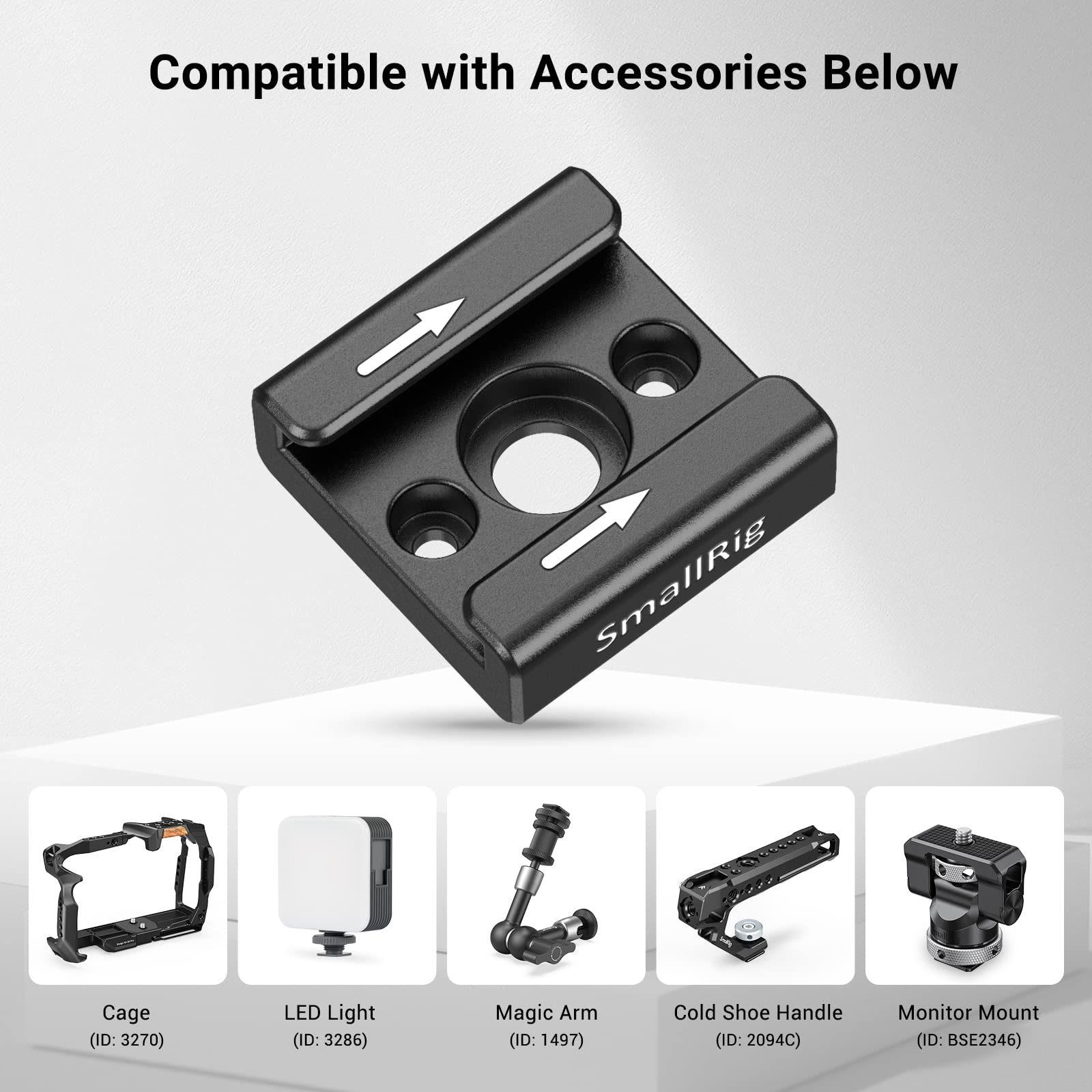 SmallRig Cold Shoe Mount Adapter (2pcs Pack) with 1/4"-20 Thread for Camera Cage Flash LED Moniter 2060