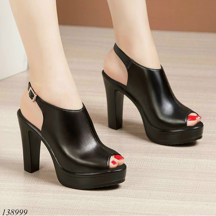 Giày sadanl quai da bản dài cao cấp 10p