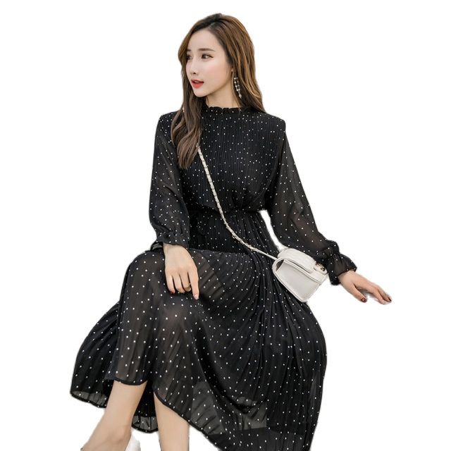 Váy bầu voan dập ly dáng dài rộng