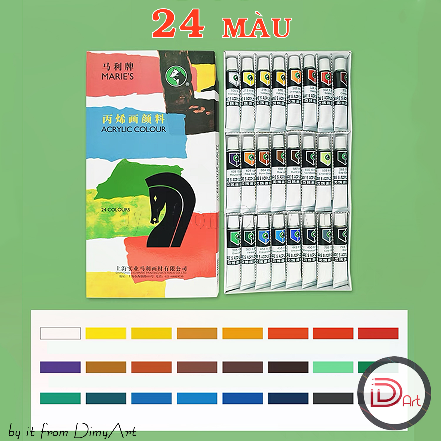 Bộ Màu Vẽ Acrylic MARIE'S Dạng Tuýp 12ml (12/18/24/36 màu)
