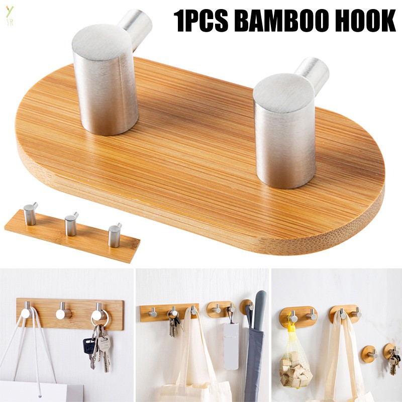 SELF ADHESIVE HOOKS WOODEN WALL HOOKS ADHESIVE TOWEL COAT HOOKS HEAVY