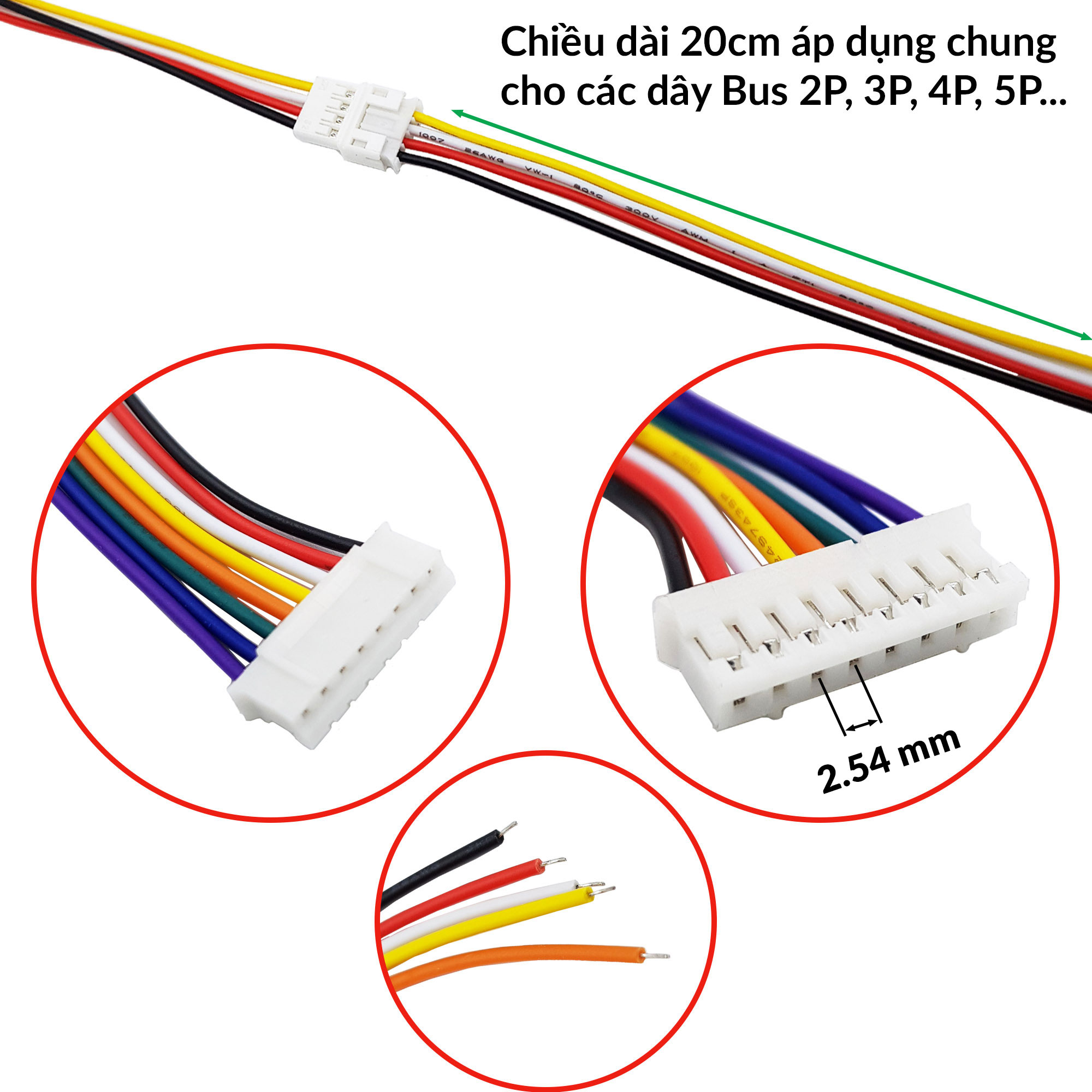 Dây Bus cái XH2.54mm dài 20cm