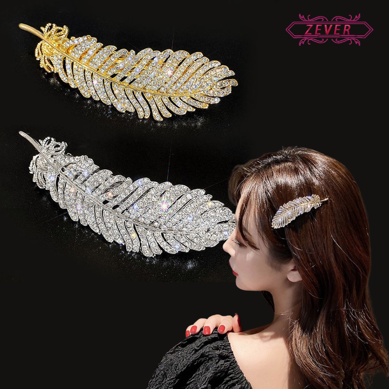 Kẹp Tóc Hình Chiếc Lá Đính Đá Phong Cách Hàn Quốc Cho Nữ