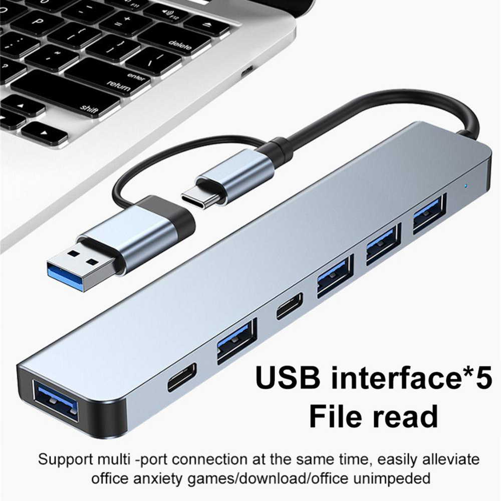 【Popular Categories】 7-in-2 USB 3.0 Hubs USB HUB Type C HUB OTG Adapter Multi USB Splitter USB Dock Station Type C 3.1 to USB 3.0 For PC.