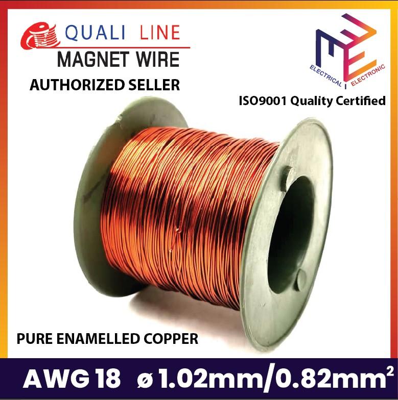 18 AWG Gauge Enameled Copper Magnet Wire 5.0 lbs 996' Length 0.0428" 200C Nat 