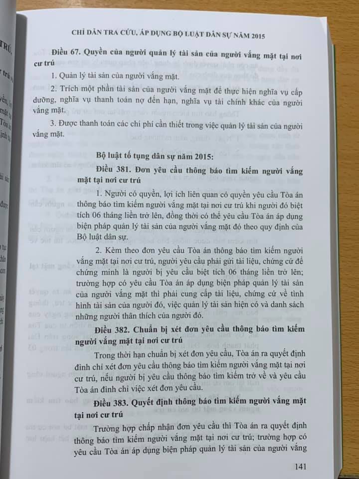 Chỉ dẫn tra cứu, áp dụng Bộ luật dân sự năm 2015