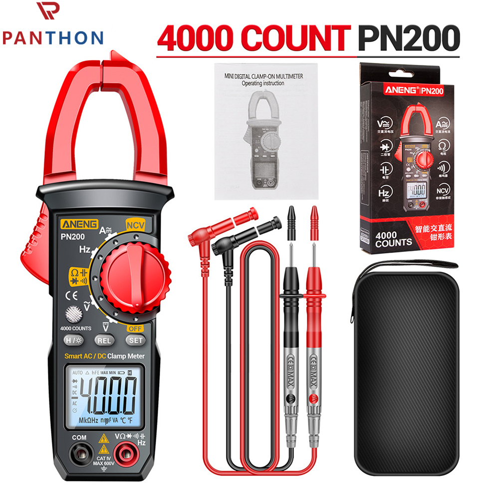 【💕Ready Stock🎉】PANTHON PN200 Digital Clamp Meter Multimeter AC Current and AC/DC 4000 counts Voltage Tester with Amp Volt Ohm Resistance Test Auto-Ranging