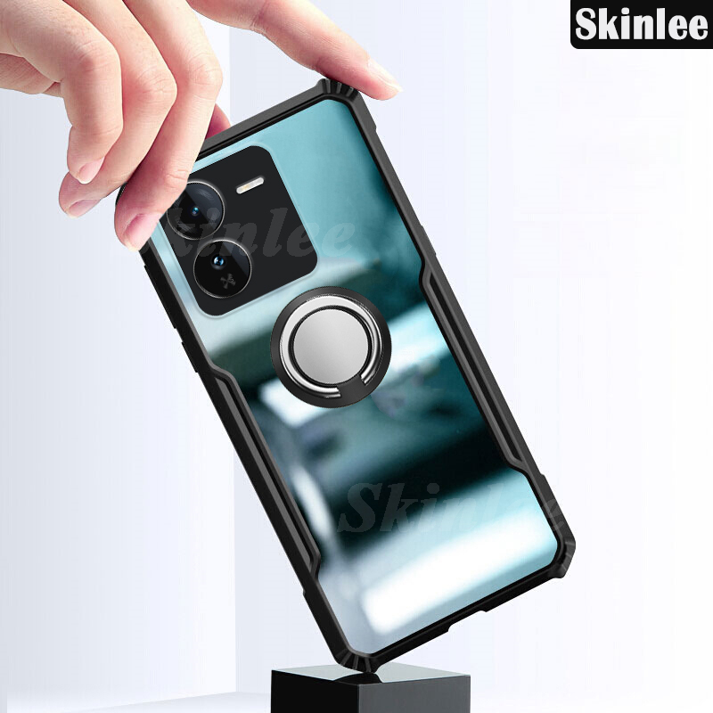 Phone case For Vivo IQOO Z9X Back cover Hard Phone Case Clear Transparent Shockproof Car Navigation Holder Ring For iqoo Z9X Cover cases.