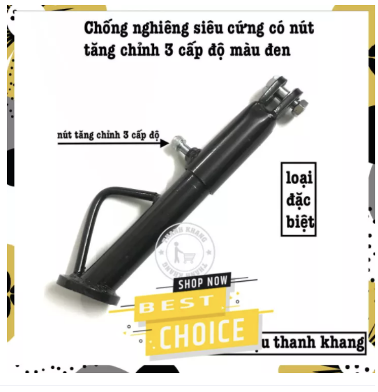 chân chống nghiêng xe máy siêu cứng loại đặc biệt có nút tăng chỉnh 3 cấp độ màu đen 006001511