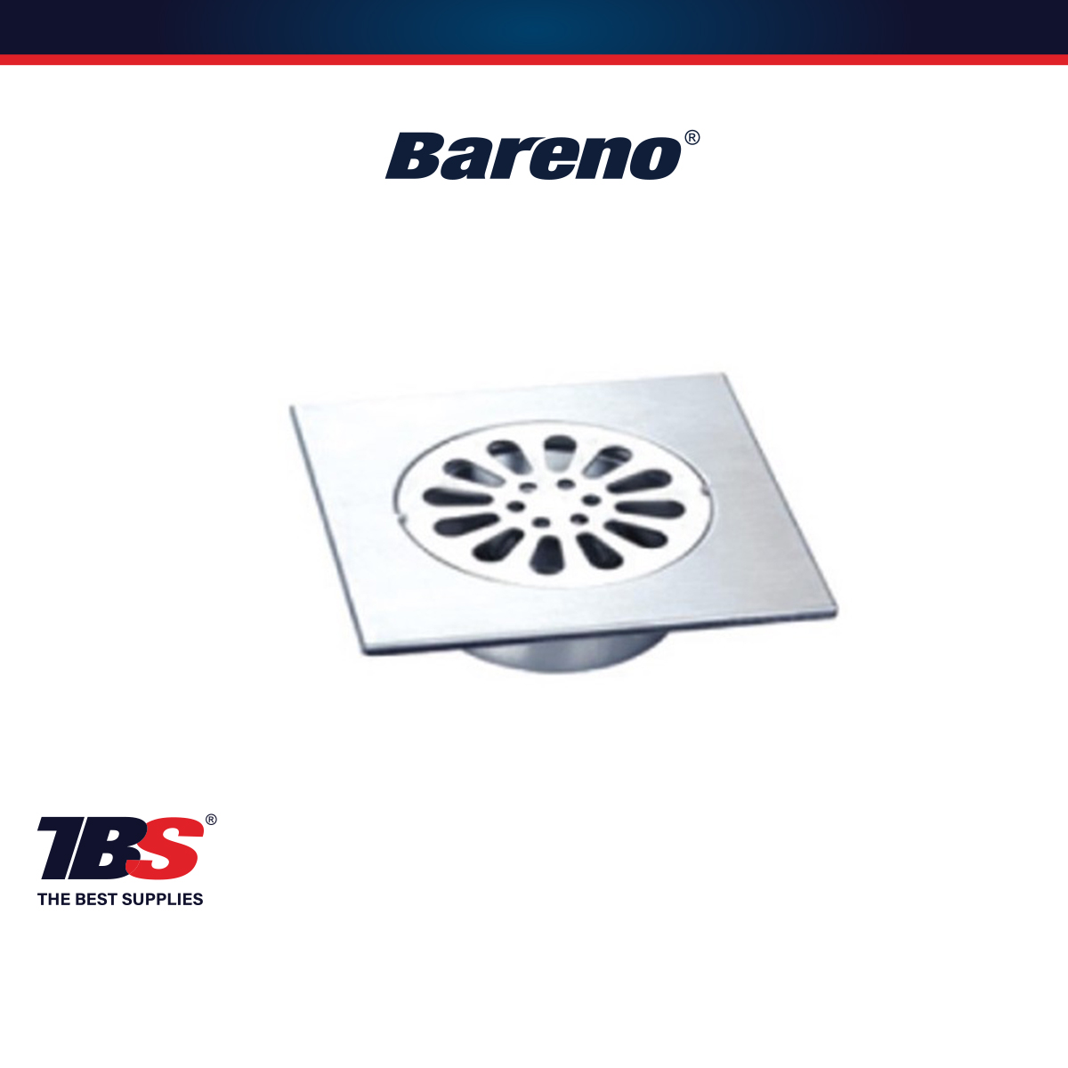 Bareno Stainless Steel Matt Finish Bathroom 6/4 Inch Floor Trap Floor