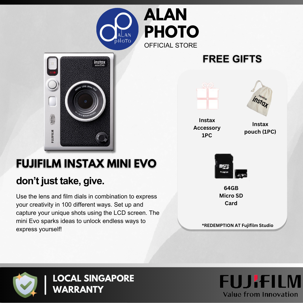 FUJIFILM INSTAX MINI EVO Hybrid Instant Camera (Black)
