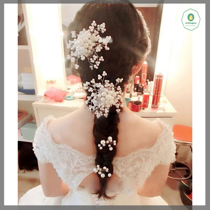 【Jettingbuy】 Hot Sale Flower Wedding Hair Pins Bridesmaid Crystal Diamante Pearls Bridal Clips Grips