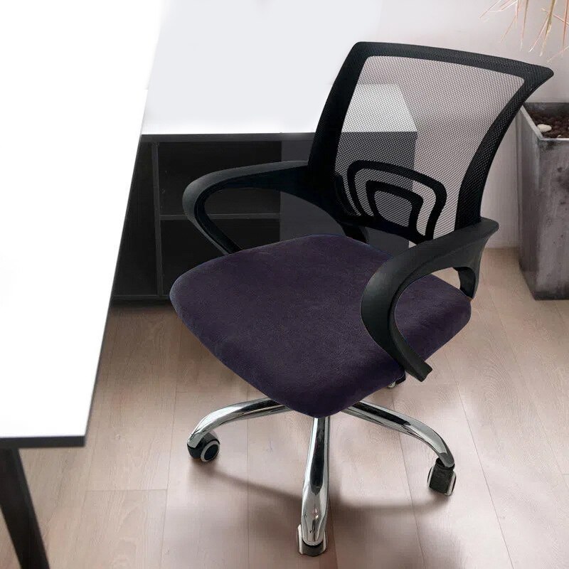 1pc Velvet Office Chair Cover Computer Swivel Seat Cover Modern Elastic Chair Slip Washable Slipcovers Removable Dust Cover