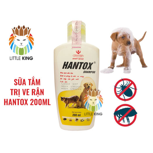 Sữa tắm sạch ve ghẻ, bọ chét chó mèo - Hantox Shampoo Vàng