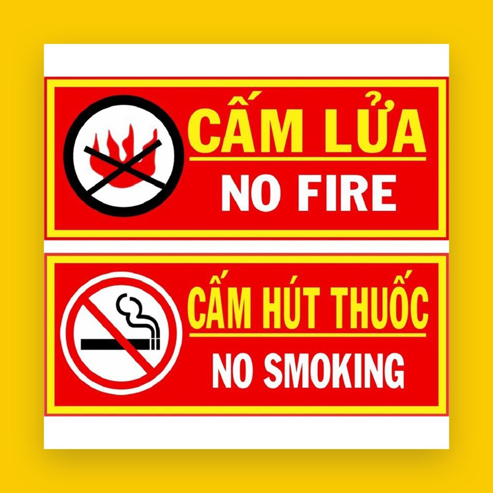 Bảng cấm lửa - cấm hút thuốc | decal nhựa chống nước | kích thước 30x46cm