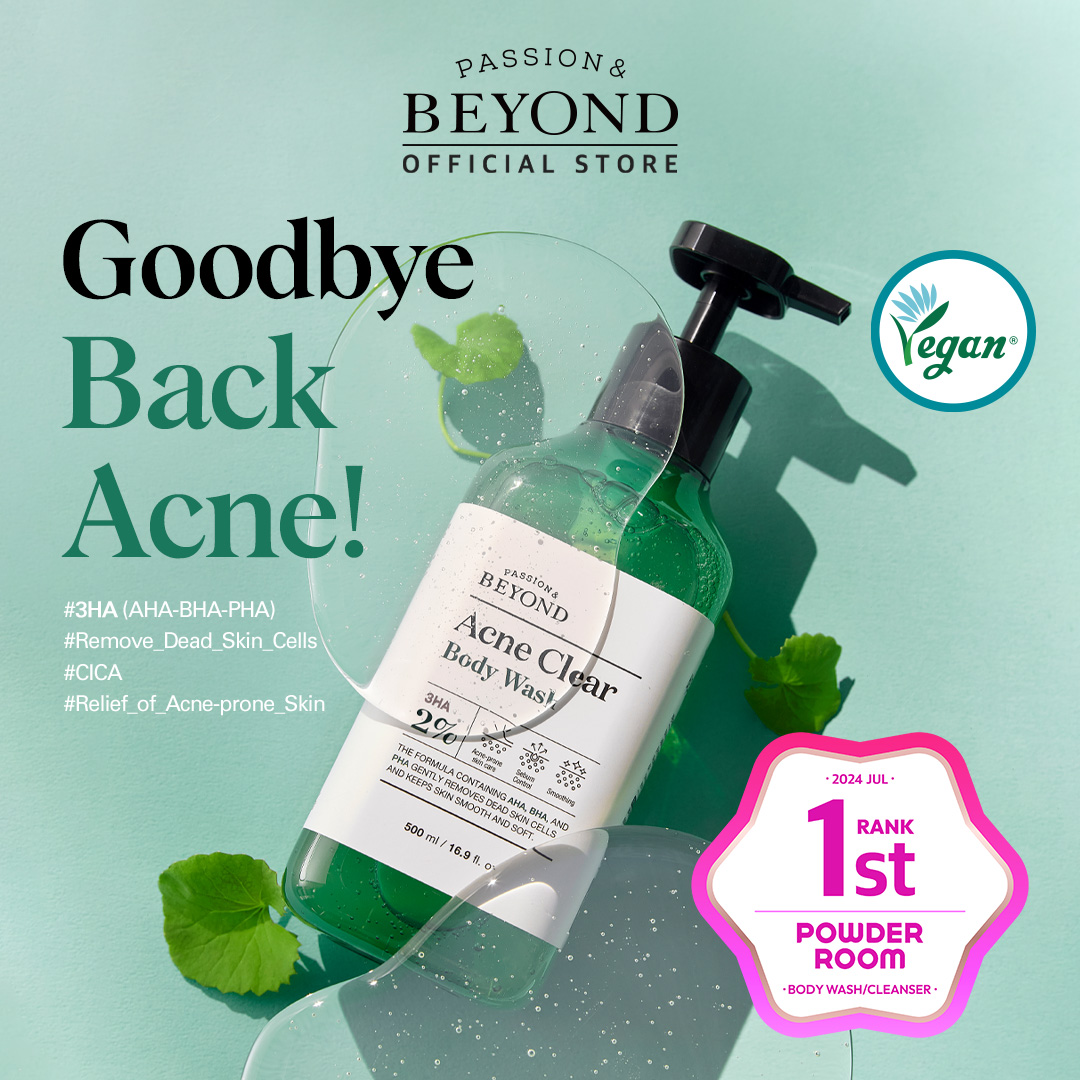BEYOND Acne Clear Body Wash AHA BHA PHA 500ml, Acne Treatment Body Wash, Back Acne, Suitable for Sensitive Skin