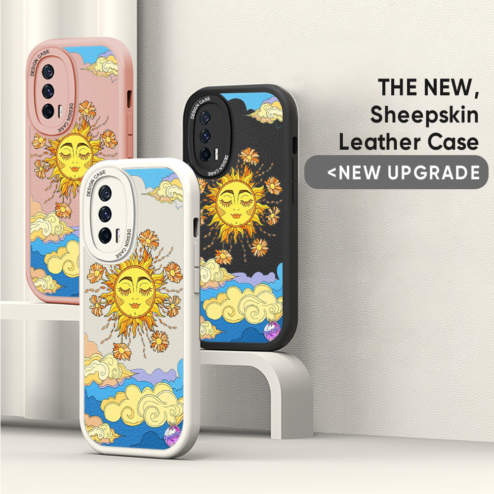 YYDS for iPhone 16 Pro Max 16 Plus Back Cover Personality Sun Clouds PU Leather Case Soft Thin Drop Resistant Phone Case.