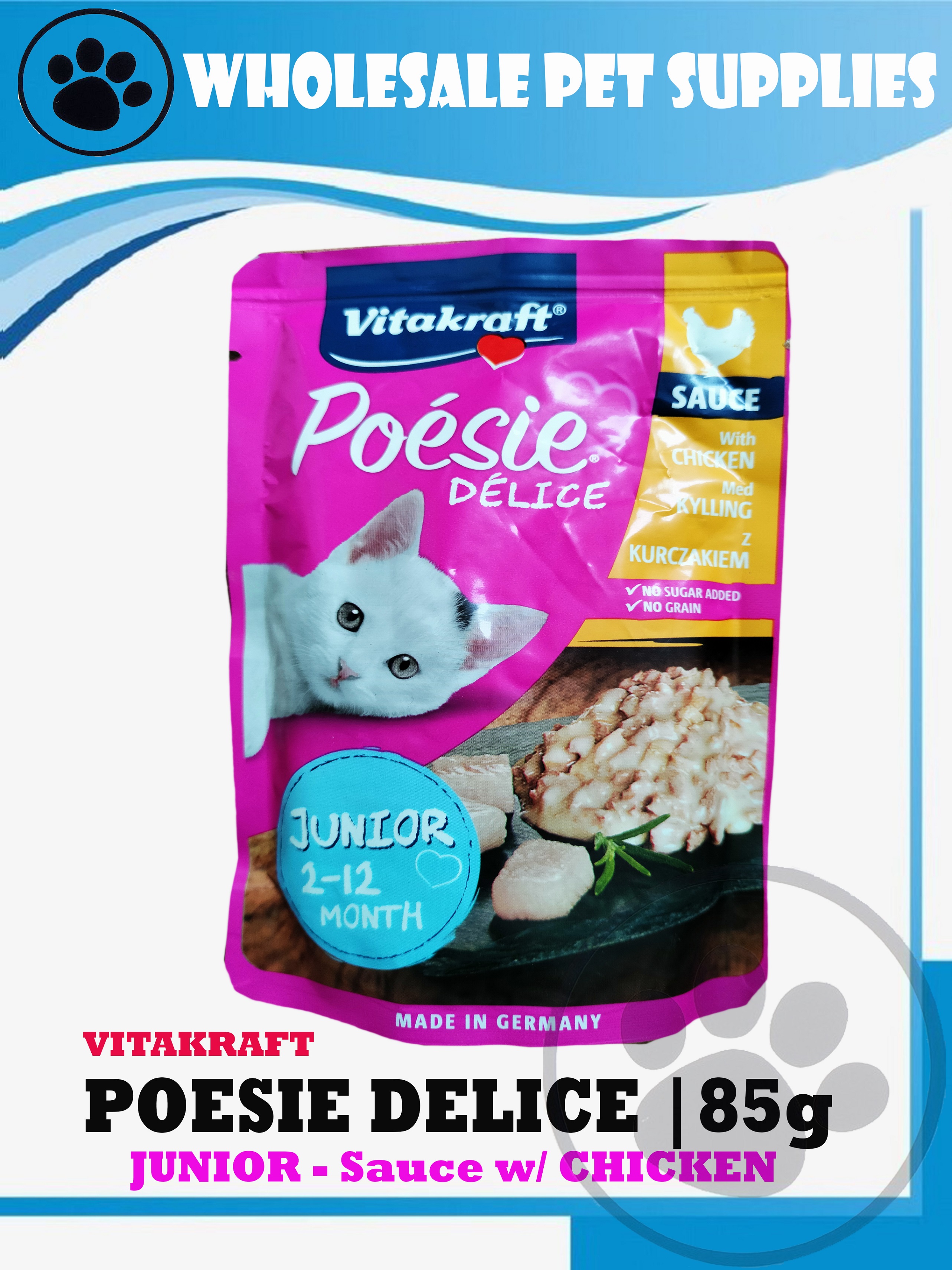 Vitakraft POESIE Cat Food Wet JUNIOR Sauce w/ CHICKEN 85g Lazada PH