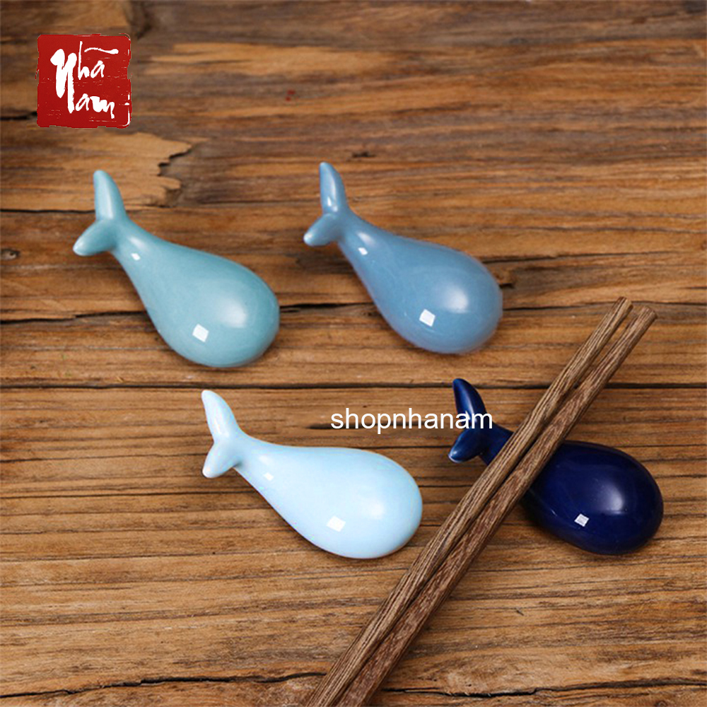 Ceramic Whale Statue Holding Chopsticks on the Dining Table