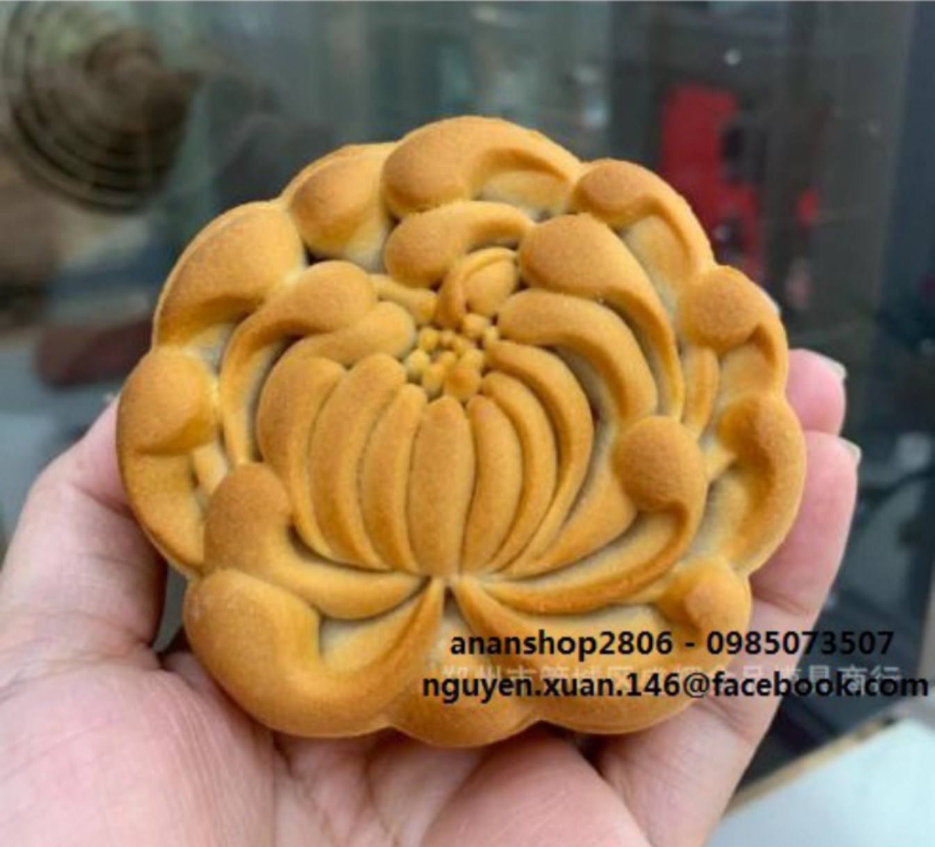 Khuôn trung thu 150gr 3D hoa cúc