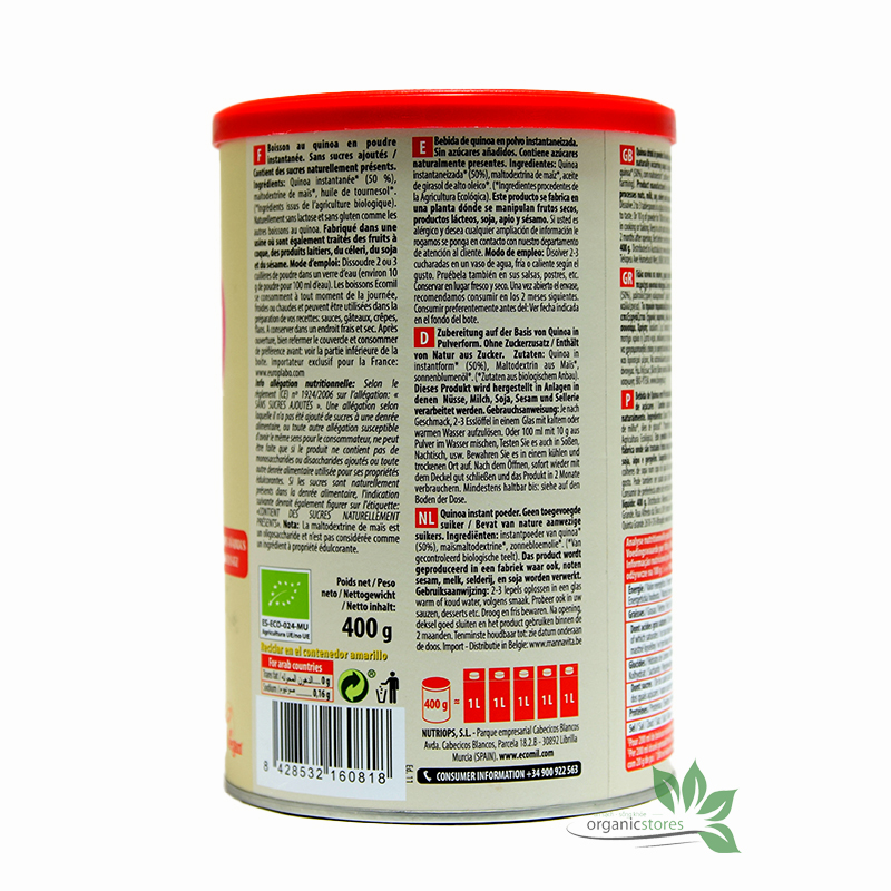 Bột hạt diêm mạch (Quinoa) hữu cơ không thêm đường 400g – Ecomil