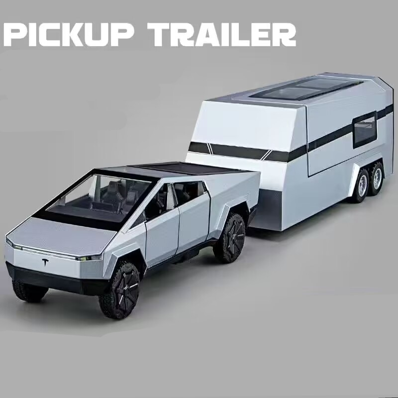 1/32 Tesla cybertruck Pickup Trailer xe hợp kim mô hình diecasts kim loại Off-Xe địa hình mô hình xe tải âm thanh và ánh sáng đồ chơi trẻ em Quà tặng