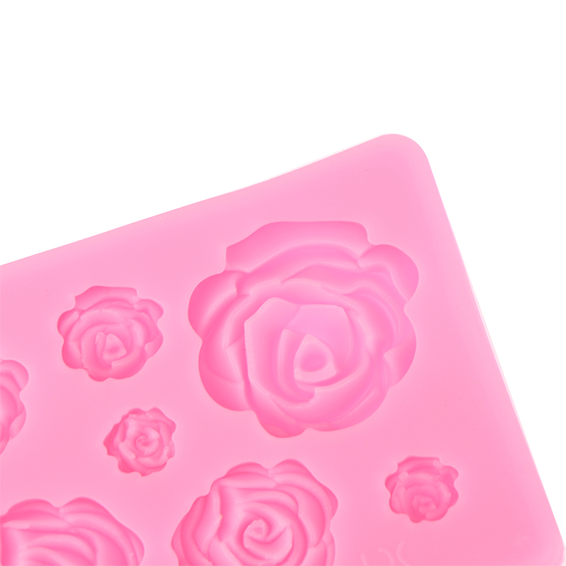 Ministar 1Pc 7 Holes 3D Rose Flowers Mold Silicone Mold DIY Cake Chocolate Mold Wedding Cake Decorating Tools Fondant Sugarcraft Mold