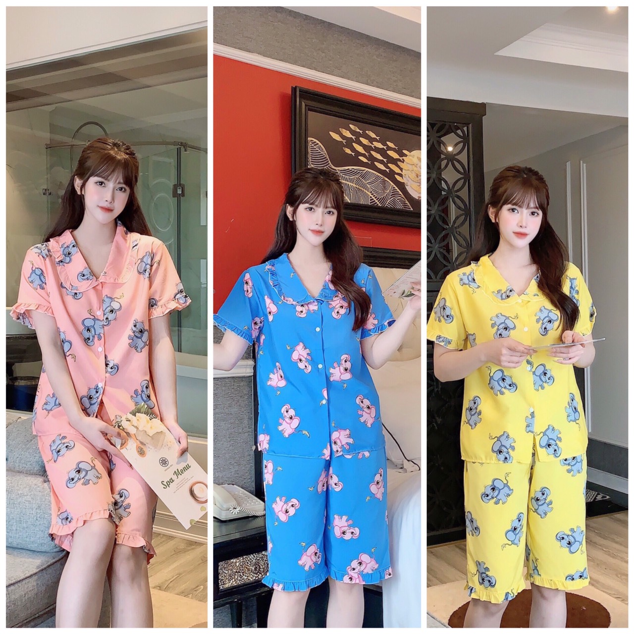 [3 size 46-70kg] Đồ bộ LỤA LỬNG BÉ VOI TIỂU THƯ MỀM MỊN DỄ THƯƠNG thời trang