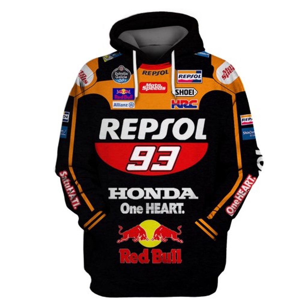 Áo hoodie chui đầu in hình marc marquez 93 moto gp 3d đua xe moto 3d quà tặng cho người hâm mộ marquez