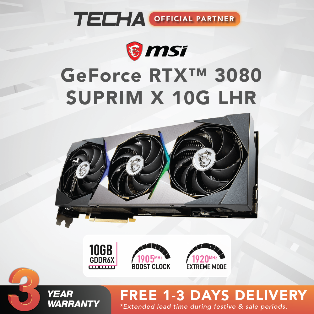 MSI GeForce RTX 3080 SUPRIM X 10G LHR 10GB GDDR6X 320-bit