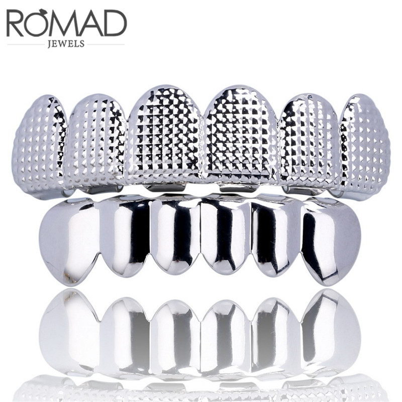 【802e9a44】HIP HOP golden Teeth Top & Bottom 6 Teeth Grills Dental ...