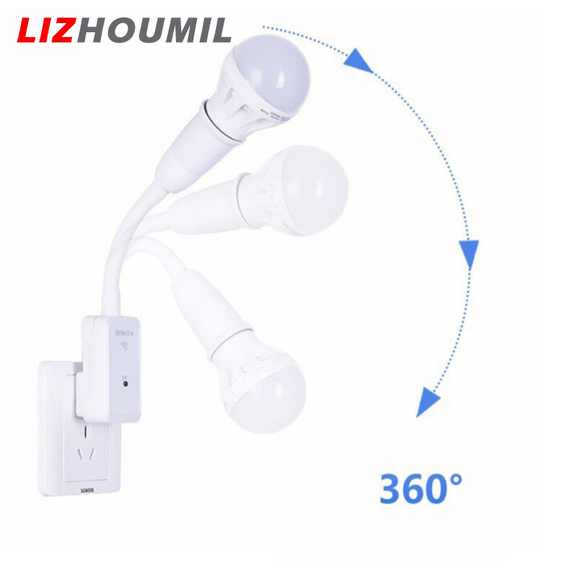 LIZHOUMIL E27 LED Remote Control Plug Lamp Holder Light Base for Night Light Bedside Lamp (without Light Source)