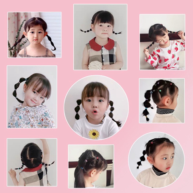 Set 1000 dây thun cột tóc mini nhiều màu kèm túi zip dễ thương
