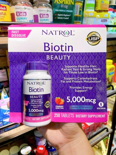 Viên Uống Đẹp Da, Tóc, Móng Natrol Biotin Beauty 5000mcg 250 viên