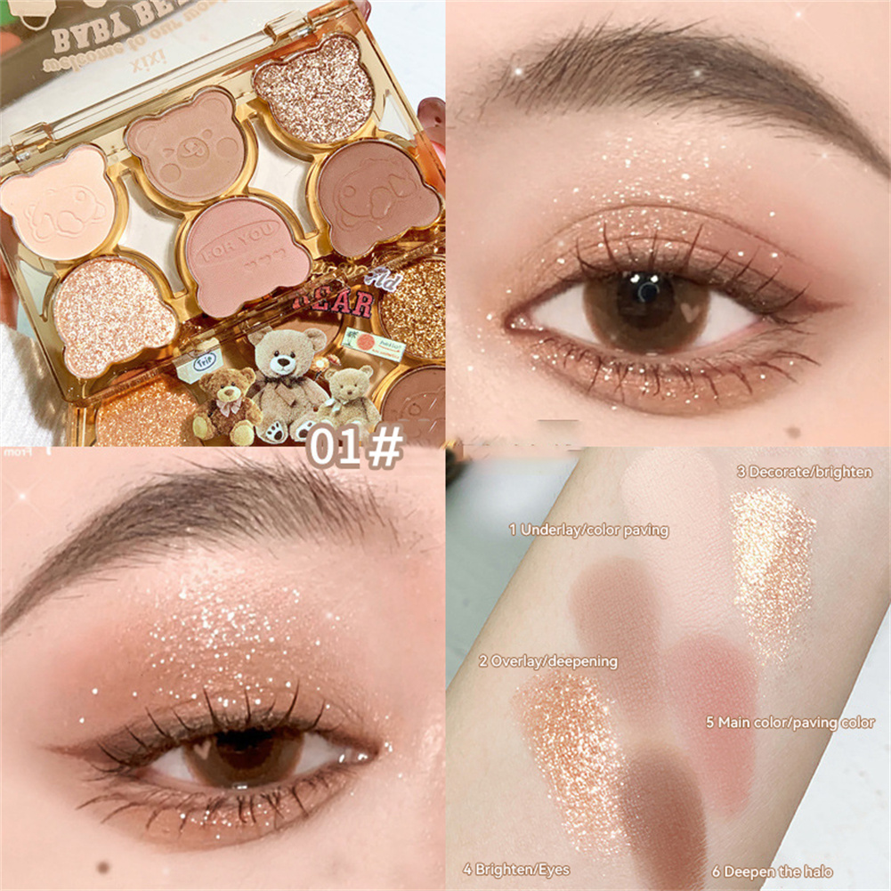 1SET Eye Shadow Plate Xixi Cosmetics Eye Shadow Six-color Eye Shadow broken Xixi cut shadow makeup