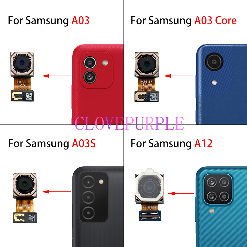 1pcs Original Back Rear Camera Module + Front Facing Camera Flex Cable For Samsung Galaxy A02 A03s A03 Core A03s A12 A21 A21s