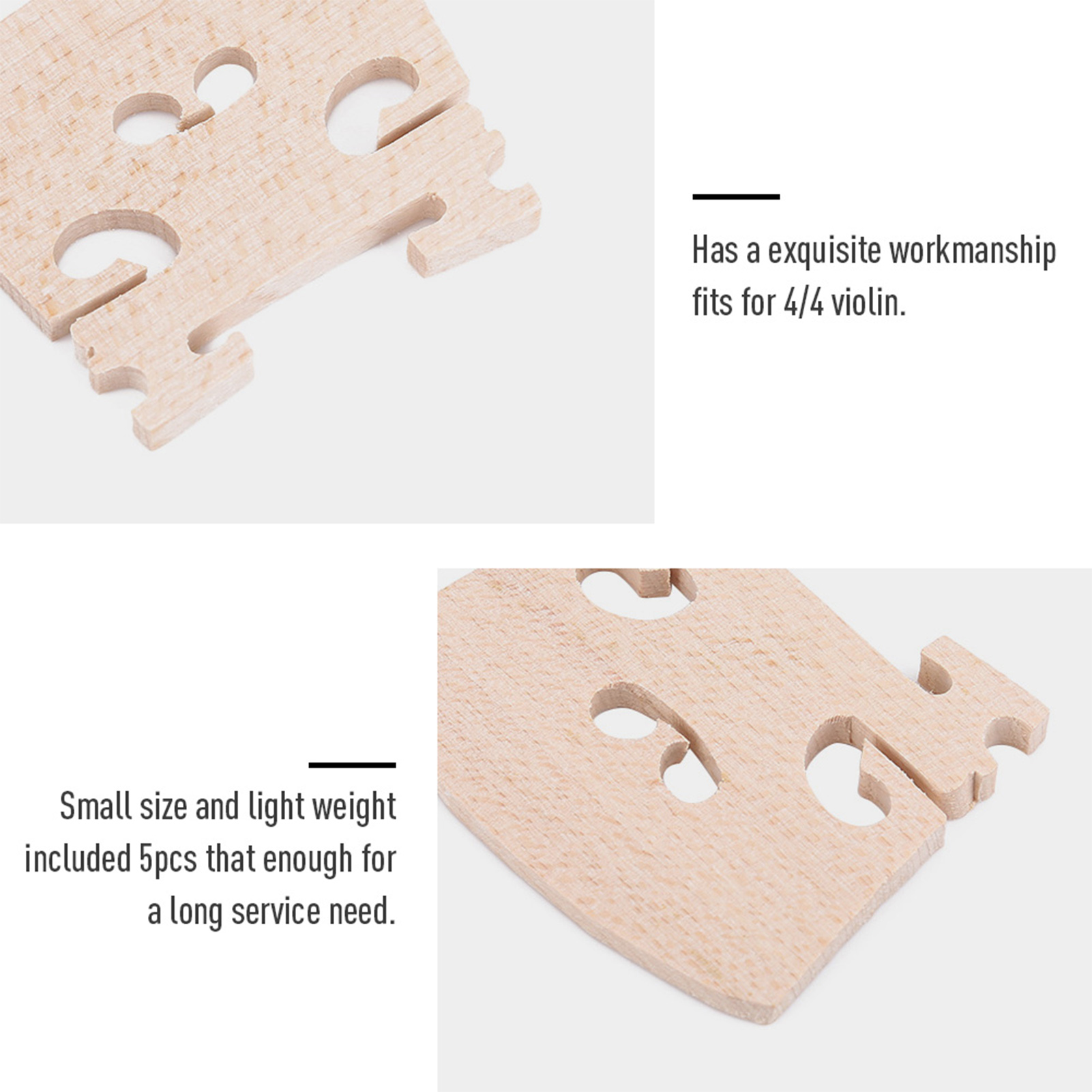 5Pcs Violin Bridges 4/4 Maple Wood Bridge Part Accessory