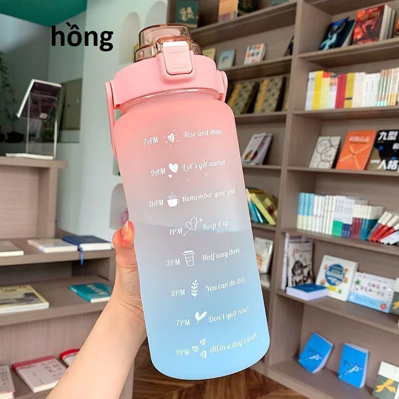 (XẢ HẾT - GIẢM 60%) Bình Nước 2 Lít Tặng Kèm Sticker Có Vạch Báo Giờ Uống Nước Tiện Lợi Chất Liệu Tốt An Toàn Cho Sức Khỏe, bình nước cute nữ, bình đựng nước 2 lít, bình đựng nước, bình nước tập gym, bình giữ nhiệt 2 lít