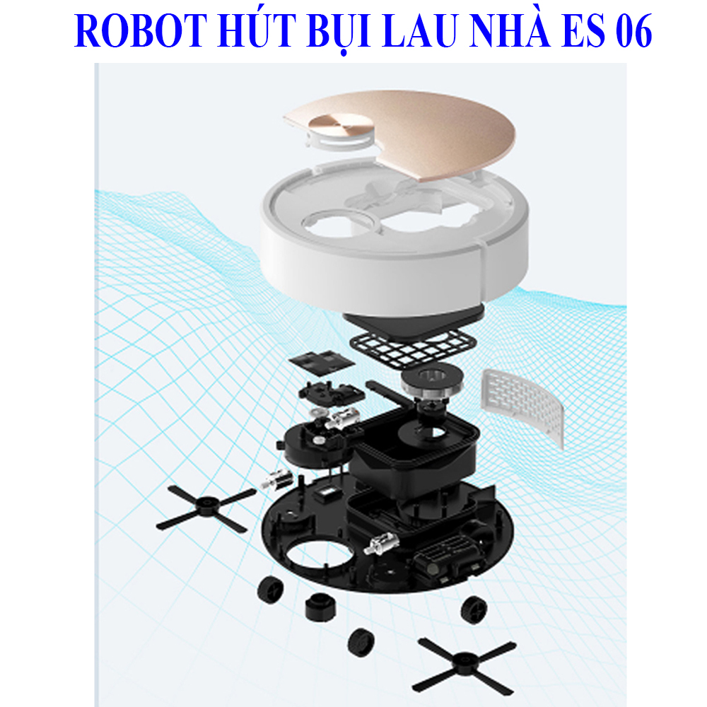 Robot Hút Bụi Lau Nhà, Máy Hút Bụi Thông Minh,Thiết kế nhỏ gọn làm sạch các vị trí khó như gầm giường ,tủ , ghế sofa