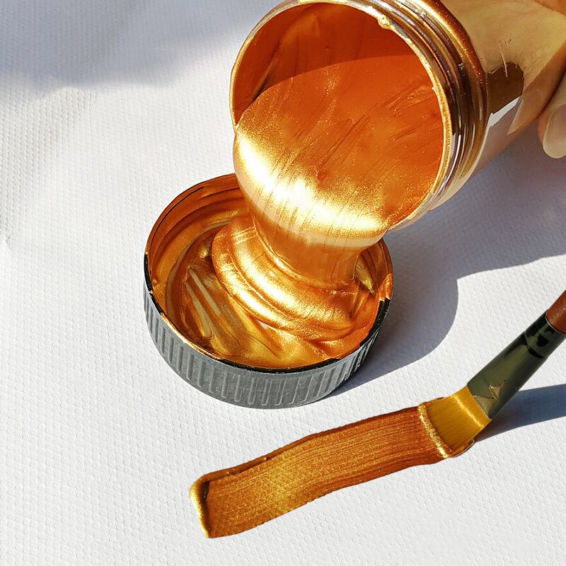100ml Gold Acrylic Paint Metallic Color Pigment Waterproof Gypsum Toys  Statuary Coloring DIY Textile Painting Graffiti Colorant Artist Inks Paints