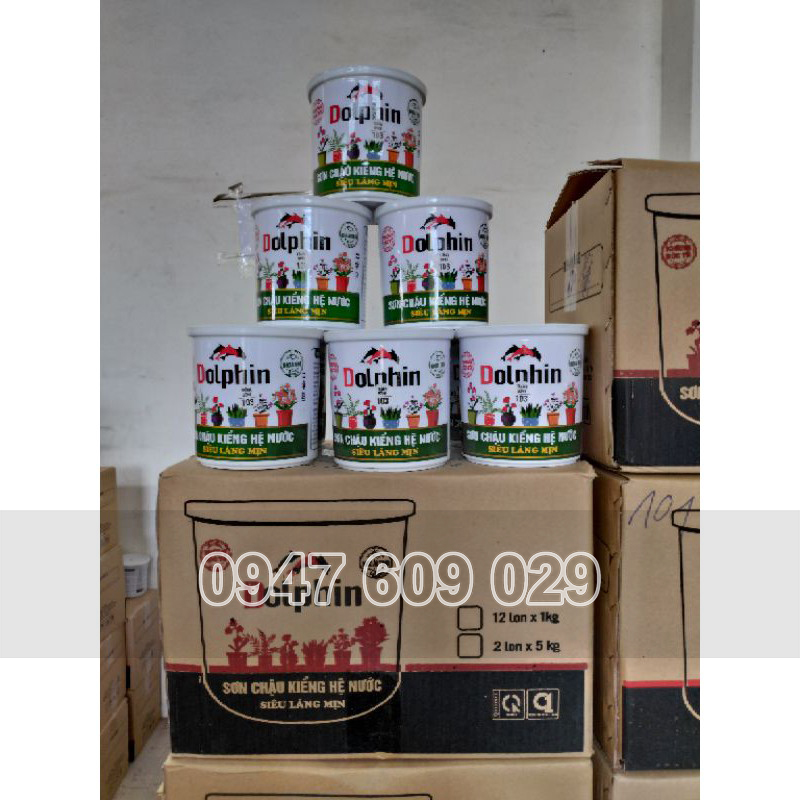 (TẶNG CỌ) Sơn Chậu Kiểng Nước Dolphin Loại 5KG (Nhanh Khô, Bền Màu)