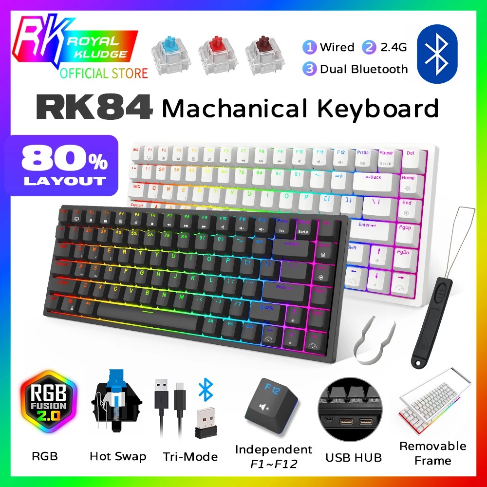 Bàn phím cơ Royal Kludge RK84 - 84 phím LED RGB thumbnail