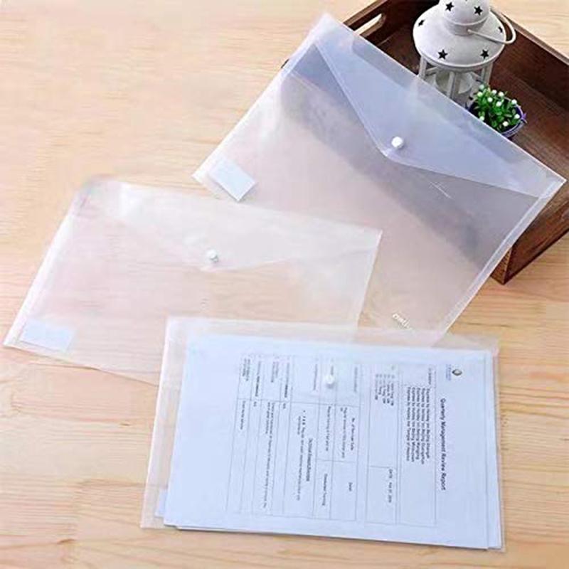Filing Envelopes Premium Envelope Poly Envelope 24 Pcs Plastic Envelopes with Snap Button Waterproof Transparent Project Envelope Folder A4 Size 6 Assorted Colors 