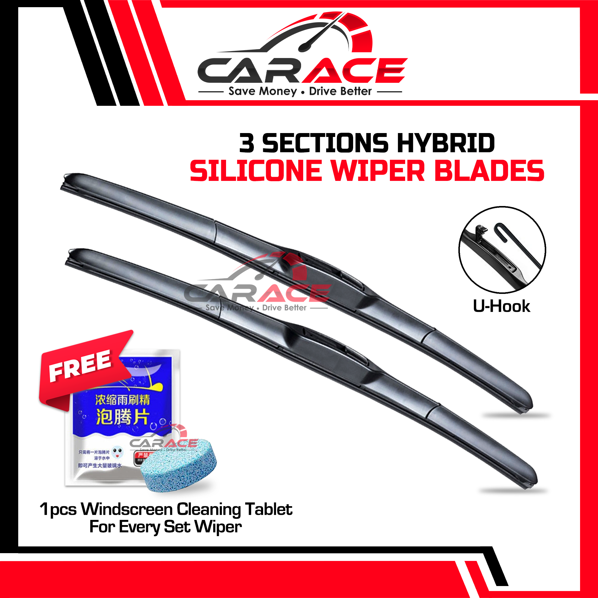 CARACE Wiper Blades Car Windshield Japan Silicone Wiper Blade Hybrid