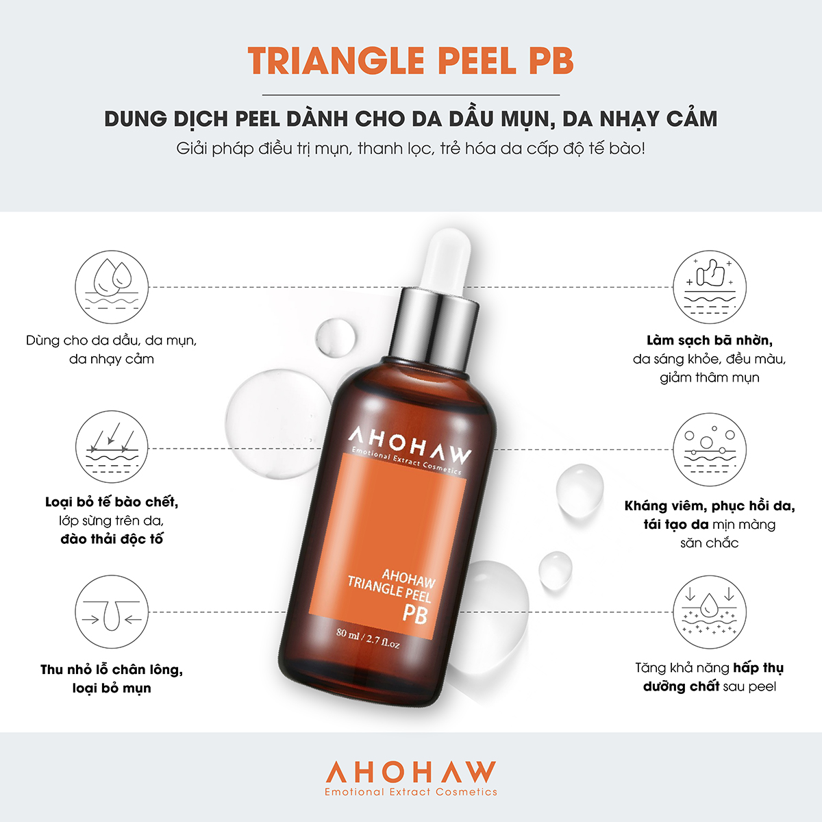 Peel Da Dầu, Mụn Ahohwa Triangle Peel PB (30 ml - 80 ml)