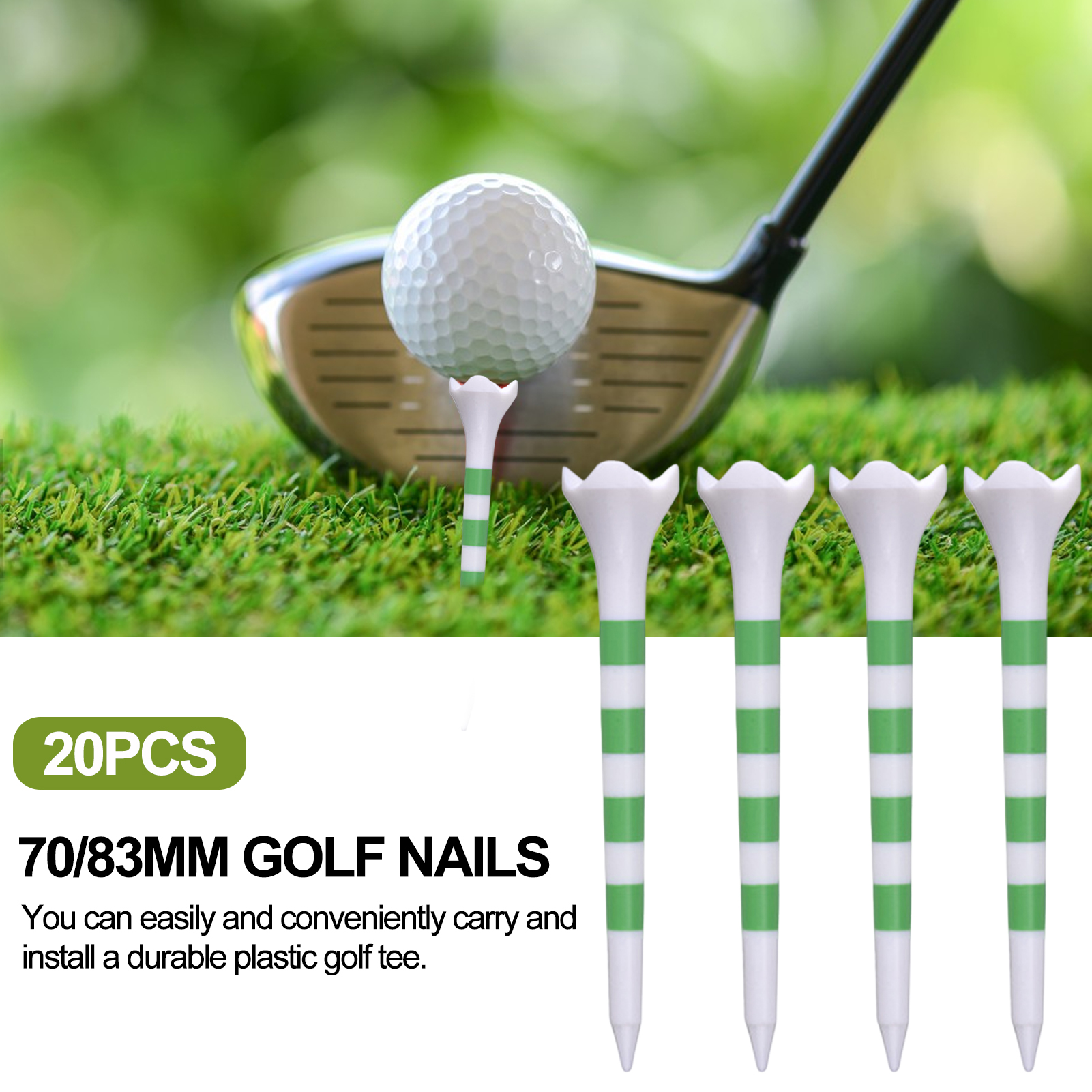 Top Tees chơi golf bằng nhựa không thể phá vỡ Golf Tees 20pcs độ ổn định cao độ ma sát thấp dụng cụ tập luyện cho trò chơi Ngắn Dễ dàng cài đặt ít hơn