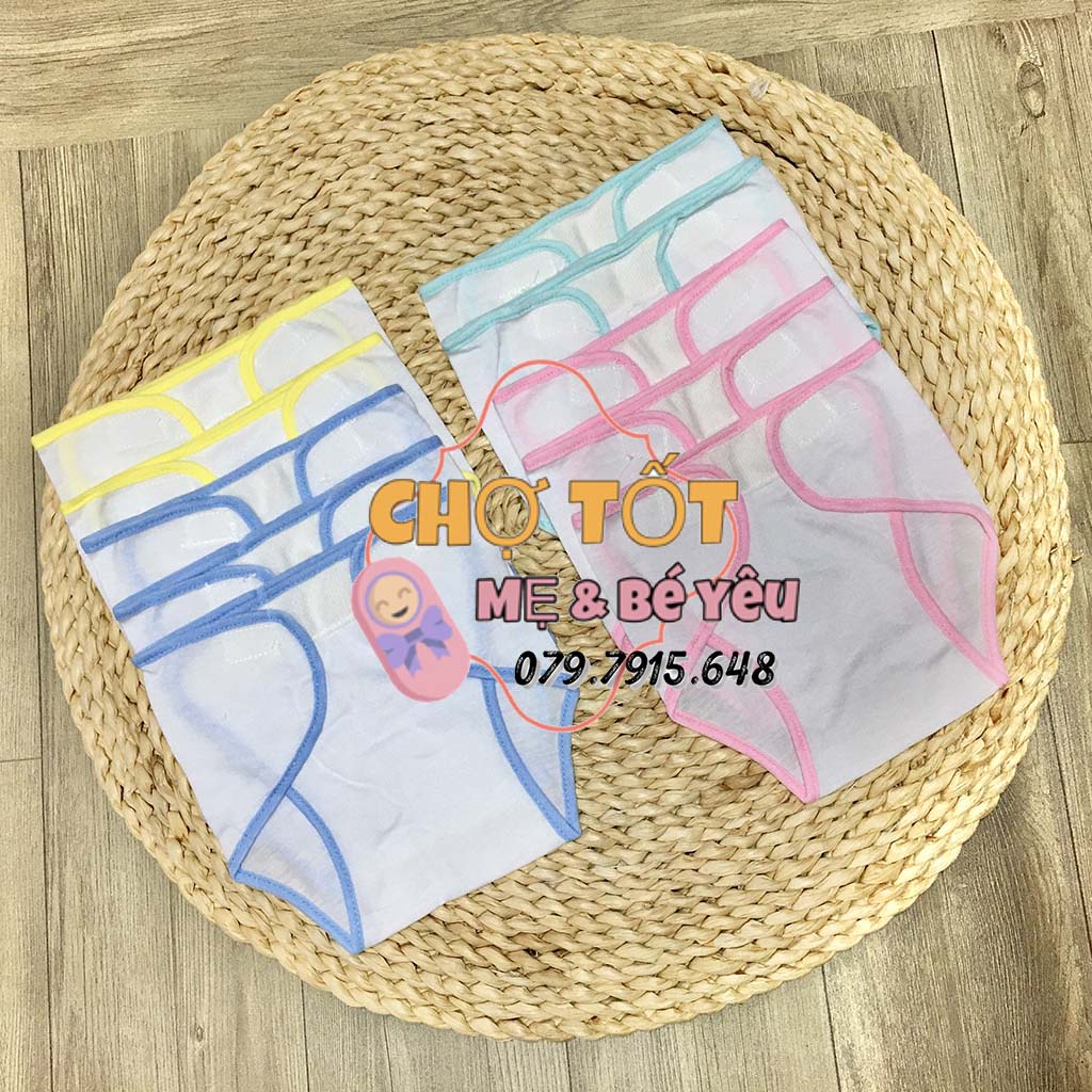 Set 10 chiếc tã dán vải cho bé sơ sinh loại trắng viền