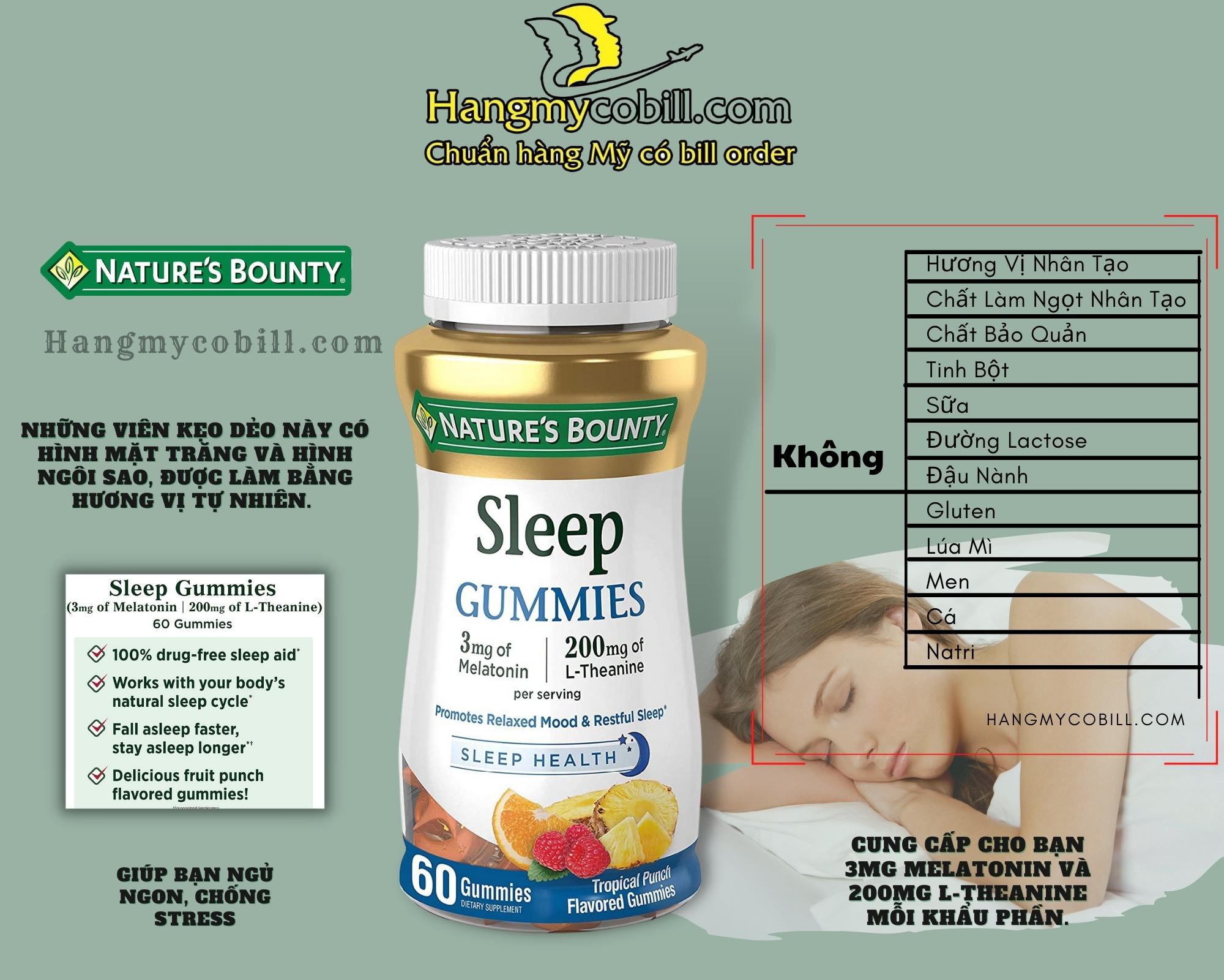 (có bill nhập)Sleep Gummies Kẹo Ngủ Natrol - Nature’s Bounty