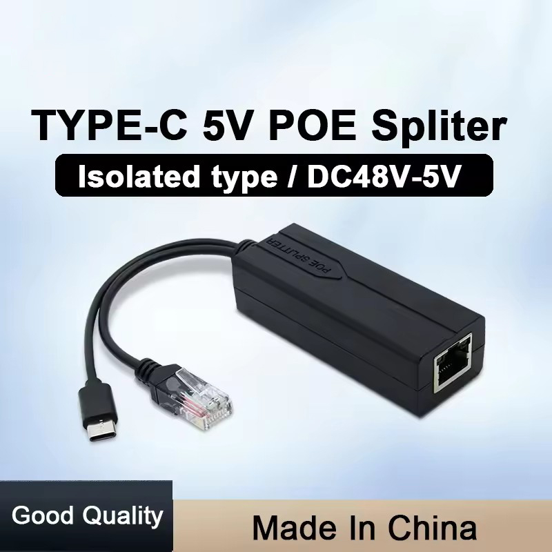 POE Splitter 48V to 5V USB tpye-C 100Mbps and1000Mbps Gigabit POE ...