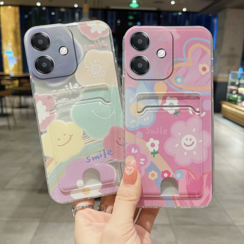 New Phone case OPPO A3X Back cover Card Holder Wallet SUN Smile Transparent Soft Case New Phone case OPPO A3X Back cover. 